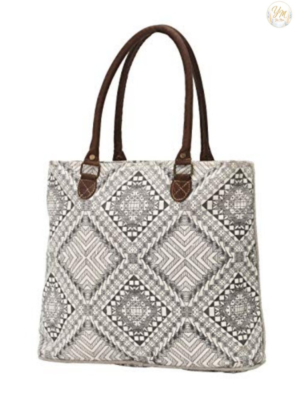 Upcycled Leather & Canvas Tote Bag Handbag